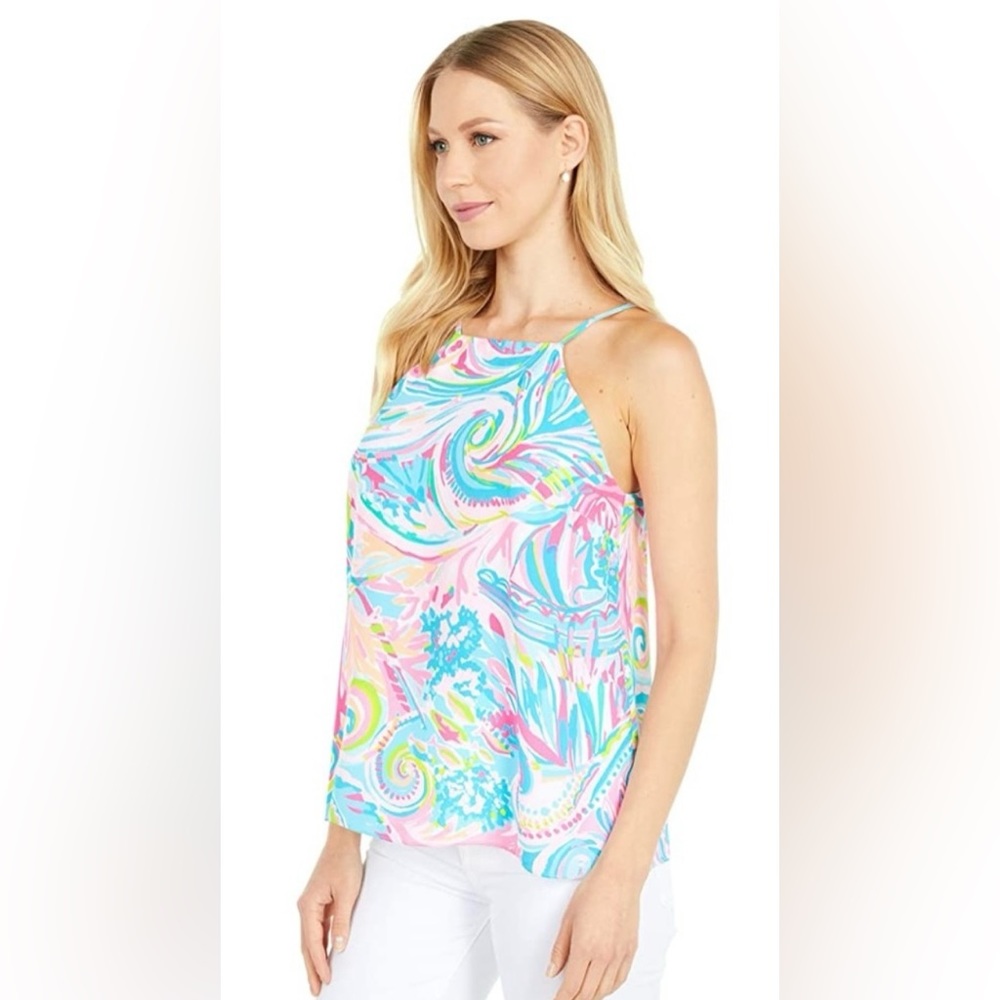 NWT Lilly Pulitzer Rae Silk Top in Carnivale Coral Size Small